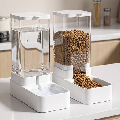 Automatic Pet Feeder and Water Dispenser Set - close-up shot