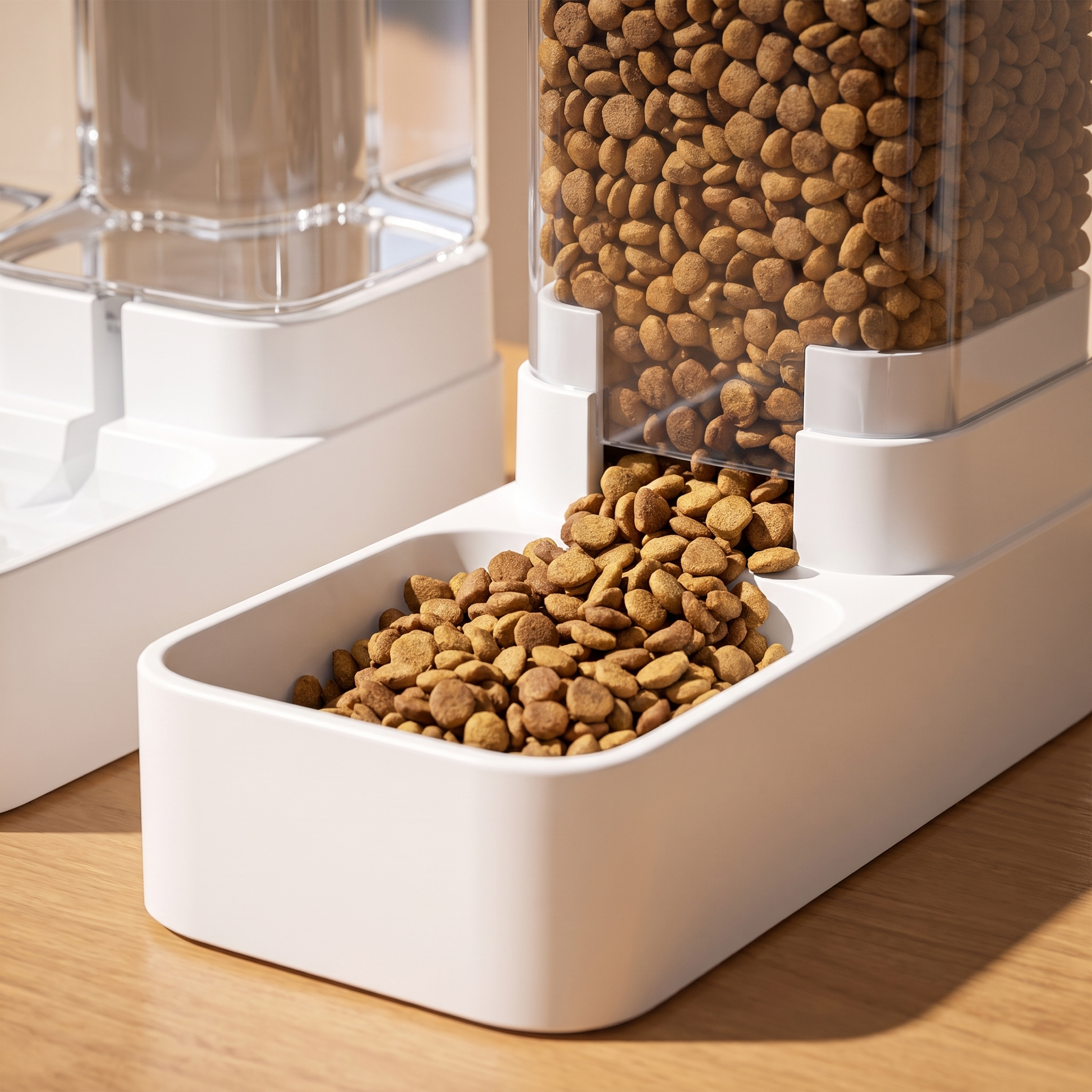 Automatic Pet Feeder and Water Dispenser Set - close-up detail of food dispenser