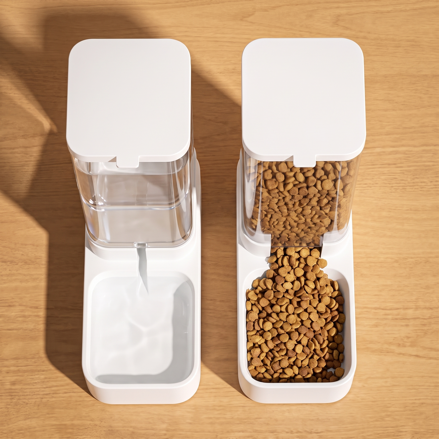 Automatic Pet Feeder and Water Dispenser Set - top-down view